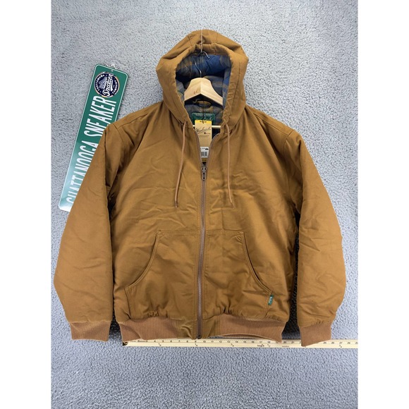 Woolrich Work Jacket Mens Medium Brown Canvas Life Fleece Insulated Outdoor M - Picture 1 of 11